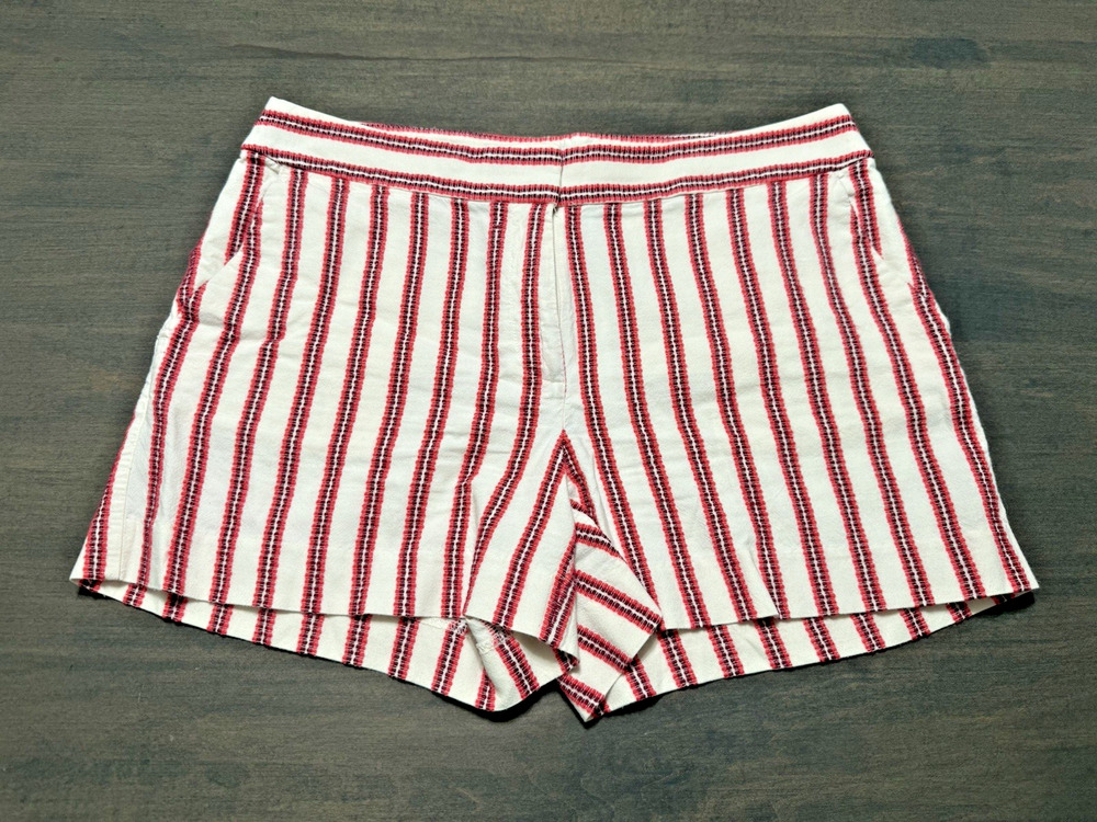 LOFT Women’s Striped Chino Shorts Size 6 4in Inseam Cotton Mid Rise Pockets